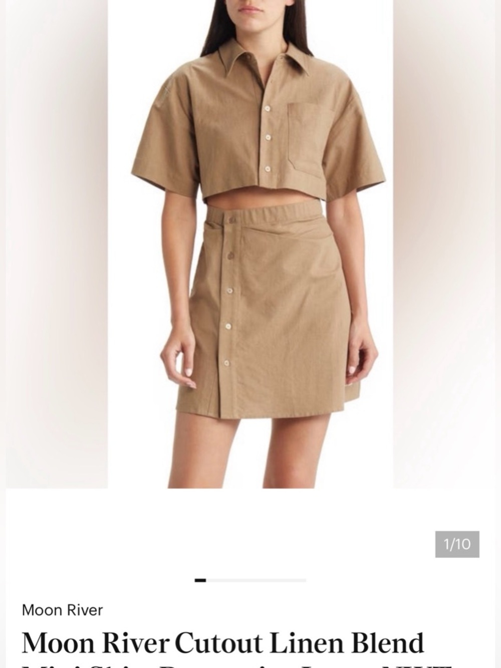 Moon River Tan Button-Front shirt drees
